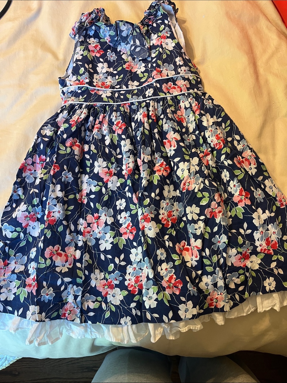 Ralph Lauren Navy Floral Ruffle Dress